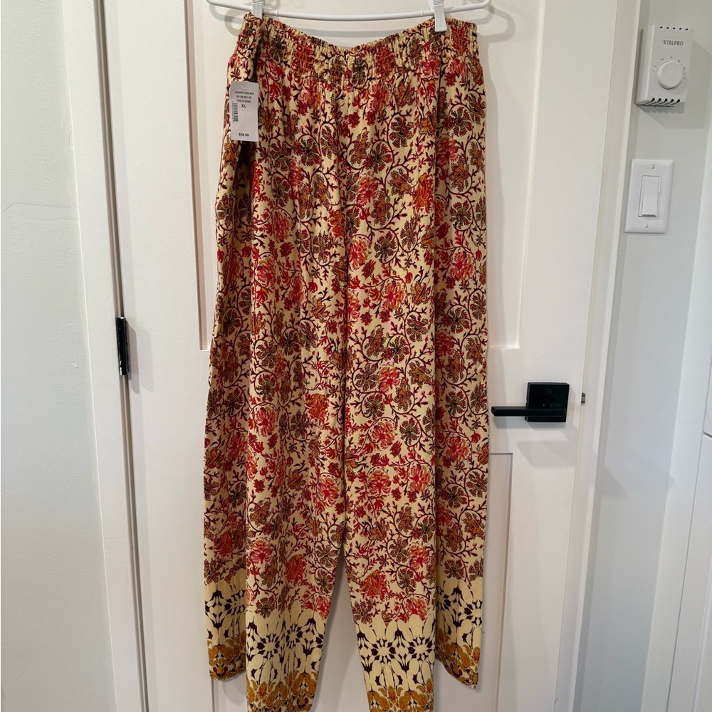 Cleo Red and Cream Floral Wide Leg Pants